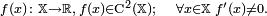 \scriptstyle{f(x)\colon\mathbb{X}\to\R,\;f(x)\in\mathrm{C}^2(\mathbb{X});\quad\forall