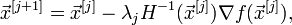 \vec{x}^{[j+1]}=\vec{x}^{[j]}-\lambda_j