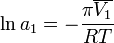 ~\ln a_1 = - \frac{\pi\overline{V_1}}{RT}