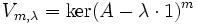  V_{m,\lambda}= \ker(A-\lambda \cdot 1)^m