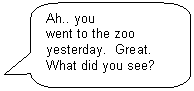 ����������� ������������� �������: Ah.. you 

went to the zoo yesterday. Great.

What did you see?

