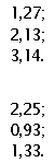 �������: 1,27;

2,13;

3,14.

2,25;

0,93;

1,33.

