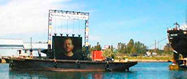 River Barge with Large Screen Mounted