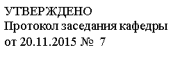 Подпись: УТВЕРЖДЕНО
Протокол заседания кафедры