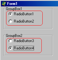 ����� � ����� �������� RadioButton'��