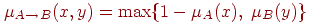 \(

\mu _{A \to B} (x,y) = \max \{ 1 - \mu _A (x),\;\mu _B (y)\}

\)\\