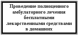 Подпись: Проведение полноценного
амбулаторного лечения
бесплатными лекарственными средствами в домашних
условиях, избегая
госпитализации в стационар