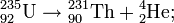 \mathrm{^{235}_{92}U} \rightarrow \mathrm{^{231}_{90}Th} + \mathrm{^{4}_{2}He};