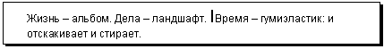 Подпись: Жизнь – альбом. Дела – ландшафт. IВремя – гумиэластик: и от-скакивает и стирает.