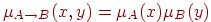 \(\mu _{A \to B} (x,y) = \mu _A (x)\mu _B (y)\)\\