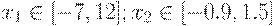 x_1 \in [-7,12]; x_2 \in [-0.9,1.5]