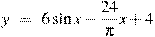 y~=~6\sin x-\frac{24}{\pi }x+4