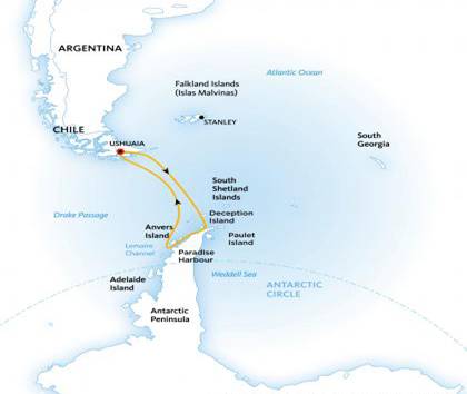 antarctic explorer itinerary map