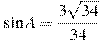\sin A = \frac{3 \sqrt{34}}{34}
