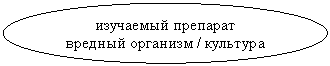 Овал: изучаемый препарат
вредный организм / культура