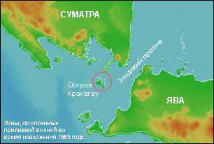 Расположение острова Кракатау