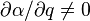 \partial{\alpha}/\partial{q}\ne0