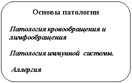 Скругленный прямоугольник: Основы патологии
Патология кровообращения и лимфообращения
Патология иммунной системы.
Аллергия