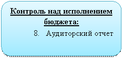 Скругленный прямоугольник: Контроль над исполнением бюджета:
8. Аудиторский отчет