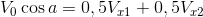 http://latex.codecogs.com/gif.latex?V_0%5Ccos%7Ba%7D%3D0%2C5V_x_1&plus;0%2C5V_x_2