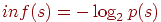 inf(s)=-\log_2p(s)