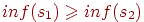 inf(s_1) \ge inf(s_2)
