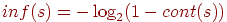 inf(s)=-\log_2(1-cont(s))