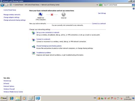  Network and Sharing Center