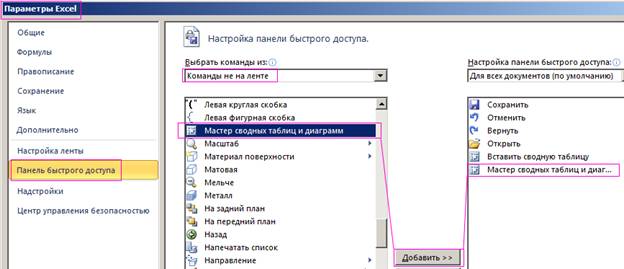 Настройка мастера.