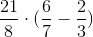 http://latex.codecogs.com/gif.latex?\frac%7b21%7d%7b8%7d\cdot(\frac%7b6%7d%7b7%7d-&space;\frac%7b2%7d%7b3%7d)