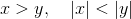 http://latex.codecogs.com/gif.latex?x%3Ey,&space;\quad&space;\left&space;|&space;x\right&space;|%3C\left&space;|&space;y\right&space;|