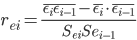 https://chart.googleapis.com/chart?cht=tx&chl=r_%7bei%7d%20=%20\frac%7b\overline%7b\epsilon%20_%7bi%7d\epsilon%20_%7bi-1%7d%7d-\overline%7b\epsilon%20_%7bi%7d%7d\cdot%20\overline%7b\epsilon%20_%7bi-1%7d%7d%7d%7bS_%7bei%7dSe_%7bi-1%7d%7d