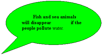 Овальная выноска: Fish and sea animals will disappear if the people pollute water.