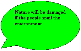 Овальная выноска: Nature will be damaged if the people spoil the environment.