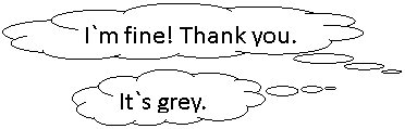 Выноска-облако: I`m fine! Thank you.,Выноска-облако: It`s grey.