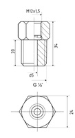 "Чертёж переходника с М12*1,5 на G1/2"