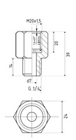 "Чертёж переходника с М20*1,5 на G1/4"
