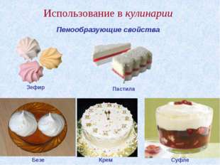 "Пенообразующие свойства Использование в кулинарии Безе Крем Суфле Зефир Пастила "